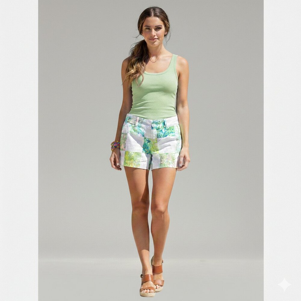 Lilly Pulitzer The Callahan Women's 0 Patchwork 100% Cotton Lioness Shorts GUC - Picture 2 of 16